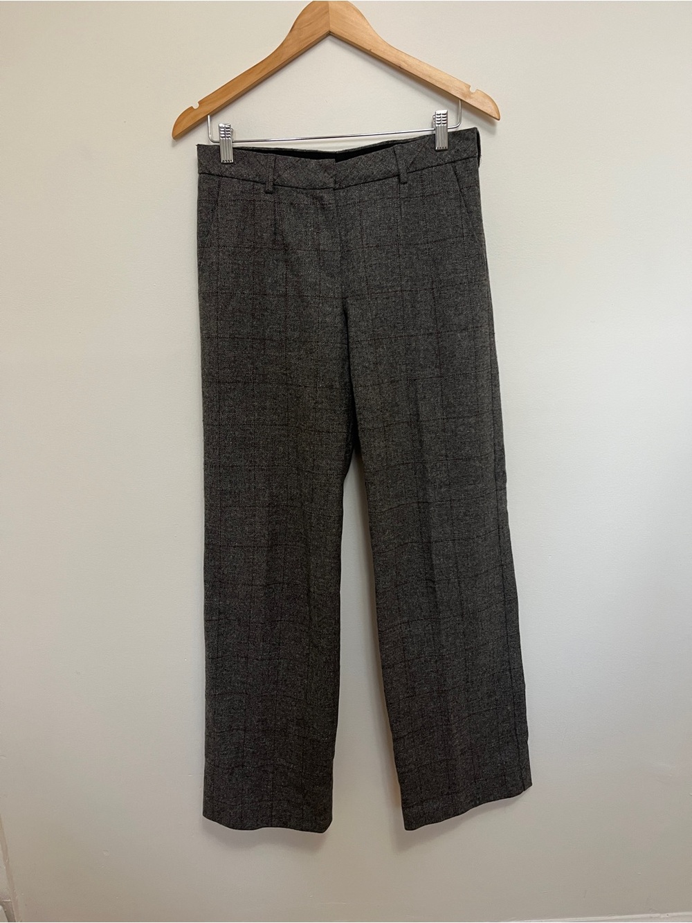 Sportmax Grey Wool Plaid Classic Trousers Size 6
